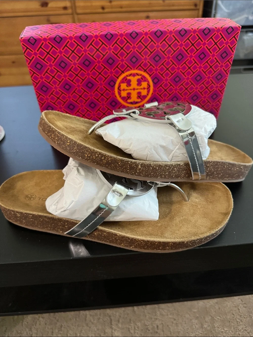 Brand New Tory Burch Miller Cloud Metallic Sandal